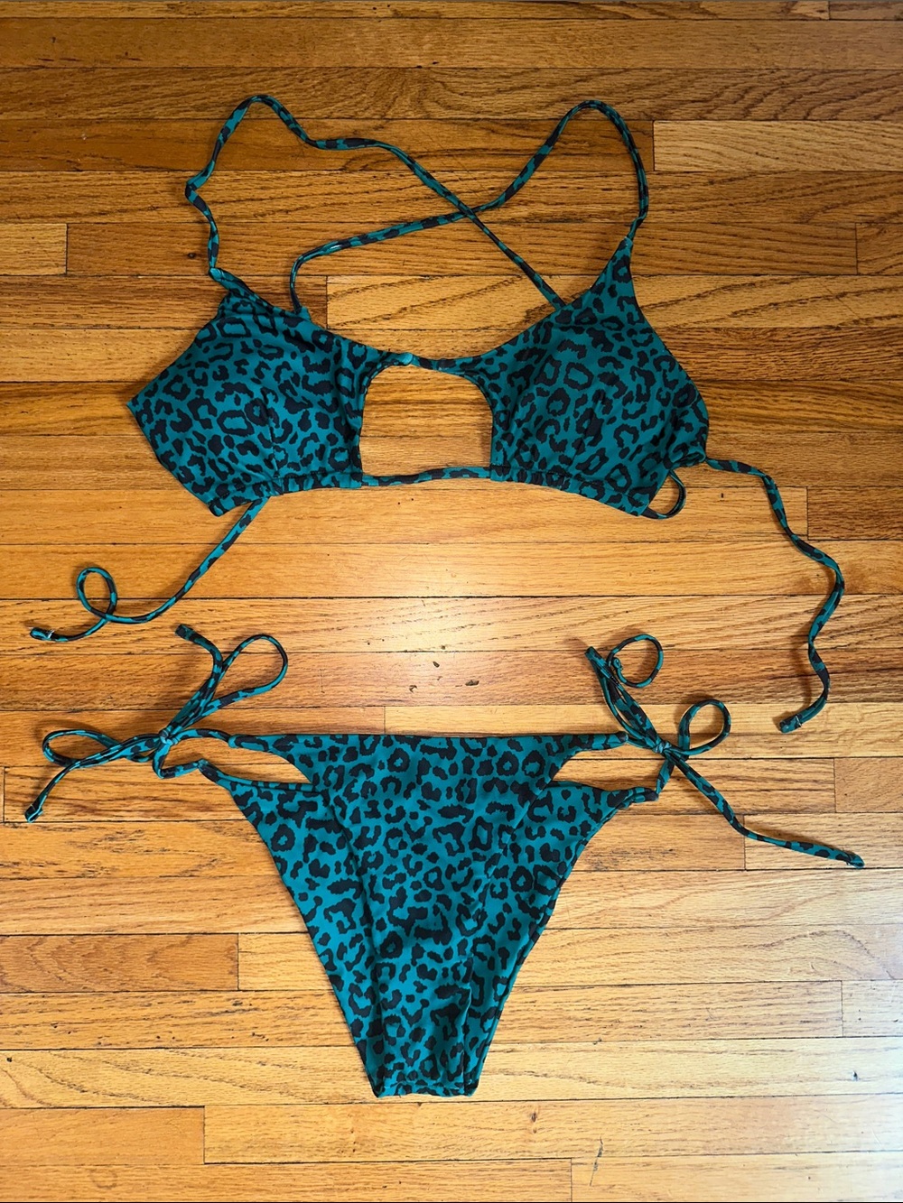 Green Leopard Print Bikini